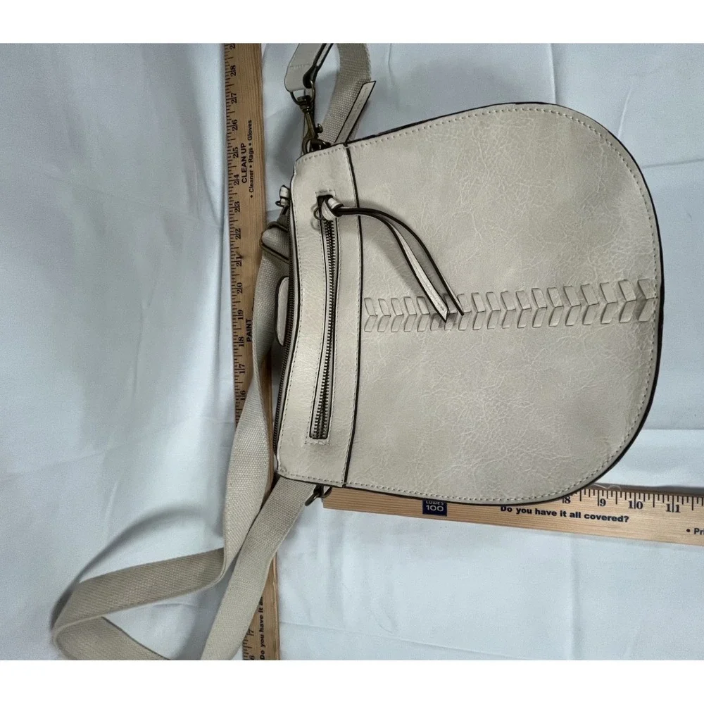 Crossbody‎  Bag Beige Faux Leather